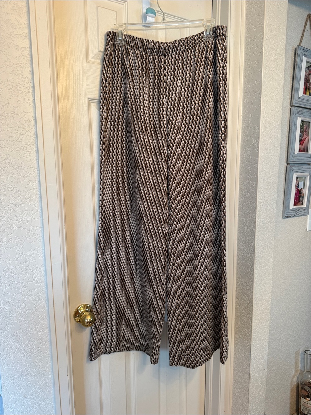Wide Leg Patterned Women’s Pants in Black & White